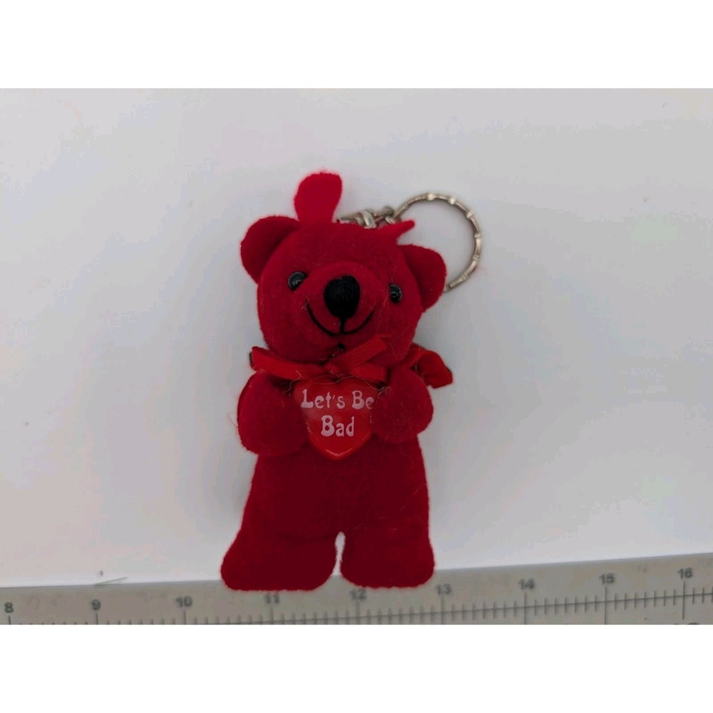 Red Devil Bear Plush Keyring Lets Be Bad  4 Inch  Novelty Inc Stuffed Animal Toy
